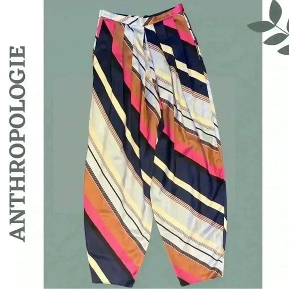 Anthropologie Maeve Wide Leg Pant Striped Geometric Print Bold Boho Style Size 6 - Picture 5 of 10